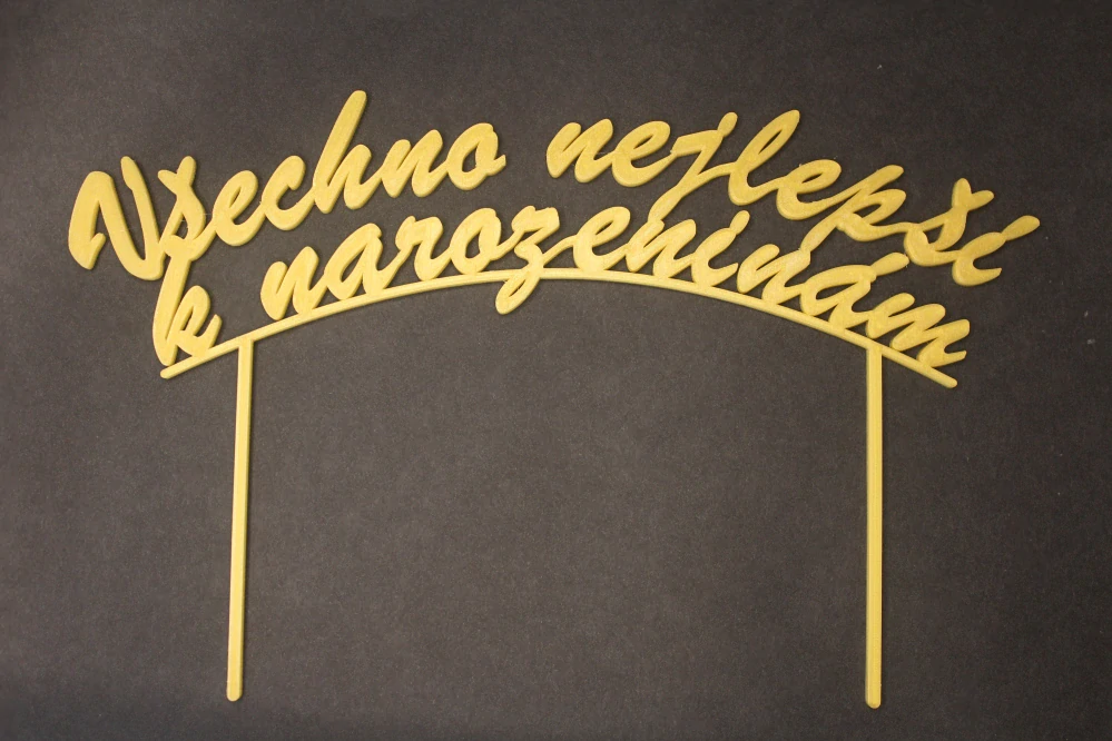 Zápich Všechno nejlepší k narozeninám půlkulatý - dvě jehly