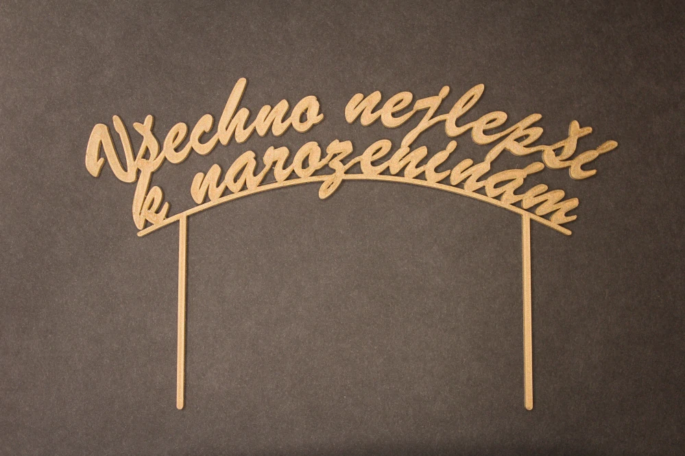 Zápich Všechno nejlepší k narozeninám půlkulatý - dvě jehly